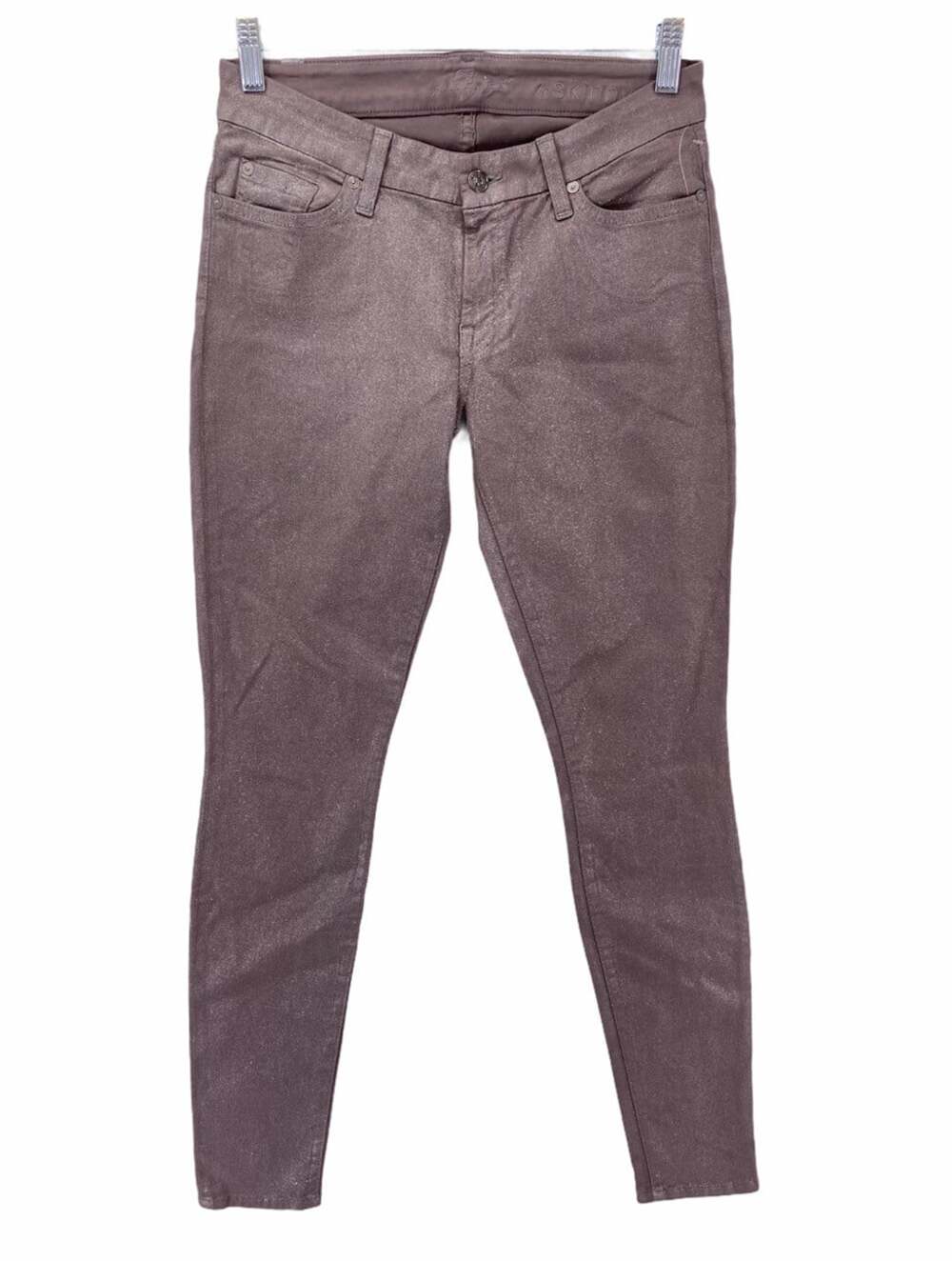 NEW 7 For All Mandkind The Skinny Glitter Stretch Pants Women’s Size 28